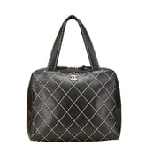 シャネル ワイルドステッチ ココマーク ハンドバッグ ブラック ラムスキン レディース CHANEL 【中古】